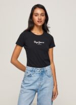 Women Black Pepe Jeans Basic Logo T-Shirt 60J40400 - Image 2