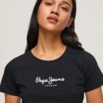 Women Black Pepe Jeans Basic Logo T-Shirt 60J40400