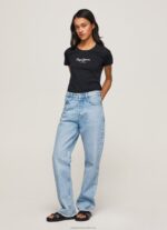 Women Black Pepe Jeans Basic Logo T-Shirt 60J40400 - Image 3