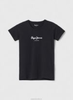 Women Black Pepe Jeans Basic Logo T-Shirt 60J40400 - Image 5