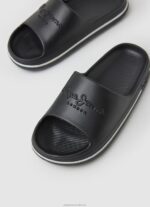Women Black Pepe Jeans Beach Slide Flip Flops 60J40696 - Image 3