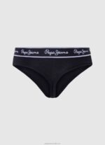 Women Black Pepe Jeans Classic Thong With Printed Logo 60J40549 - Image 2