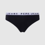 Women Black Pepe Jeans Classic Thong With Printed Logo 60J40569