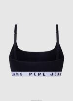 Women Black Pepe Jeans Cotton Sports Bra 60J40567 - Image 2