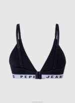 Women Black Pepe Jeans Cotton Triangular Bra 60J40538 - Image 2