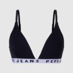 Women Black Pepe Jeans Cotton Triangular Bra 60J40538