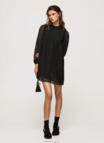 Women Black Pepe Jeans Dot-Print Mini Dress 60J40207