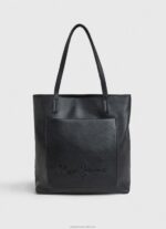 Women Black Pepe Jeans Embossed Logo Tote Bag 60J40711 - Image 4
