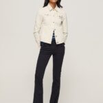 Women Black Pepe Jeans Flare Slim Trousers 60J40294