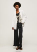 Women Black Pepe Jeans Flared Cotton Trousers 60J40313