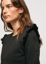 Women Black Pepe Jeans Frilled Cotton Jumper 60J40283 - Image 3