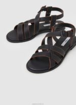 Women Black Pepe Jeans Hayes Rome Flat Sandals 60J40657 - Image 3