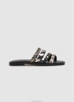 Women Black Pepe Jeans Irma Multistraps Leather Sandals 60J40663