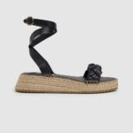 Women Black Pepe Jeans Kate Braided Wedge Sandals 60J40676