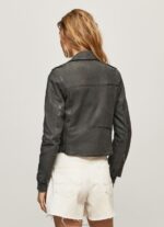 Women Black Pepe Jeans Lamb Leather Biker Jacket 60J40114 - Image 4