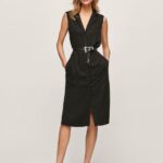 Women Black Pepe Jeans Lapel Collar Dress 60J40224