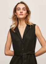 Women Black Pepe Jeans Lapel Collar Dress 60J40224 - Image 3