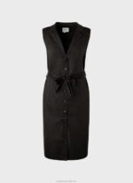 Women Black Pepe Jeans Lapel Collar Dress 60J40224 - Image 5