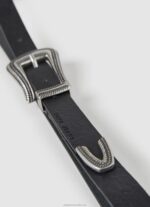 Women Black Pepe Jeans Leather Thin Belt 60J40759 - Image 2