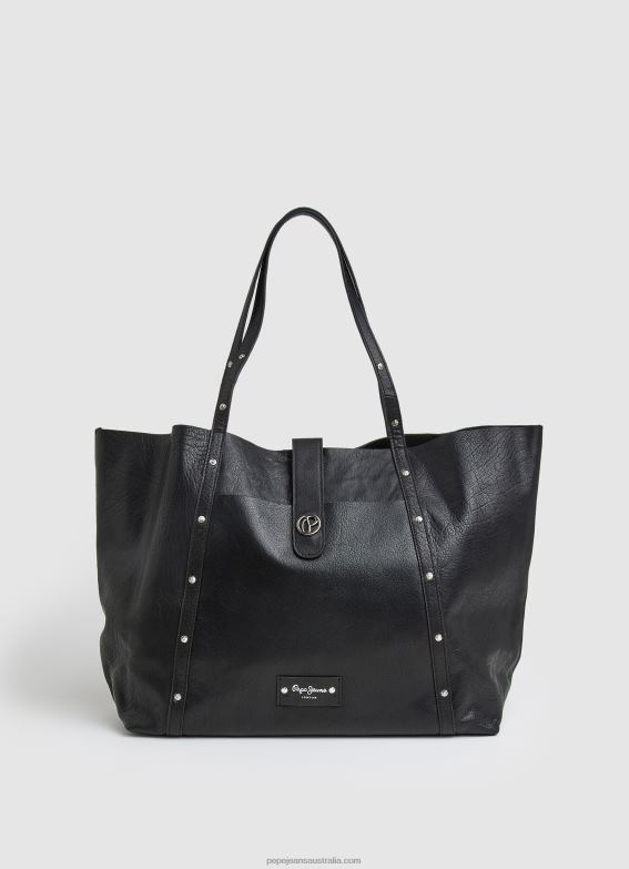 women_black_pepe_jeans_leather_tote_bag_60j40747.jpg Women Black Pepe Jeans Leather Tote Bag 60J40747 - Image 1