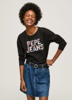 Women Black Pepe Jeans Logo Patched Long Sleeved T-Shirt 60J40426 - Image 3