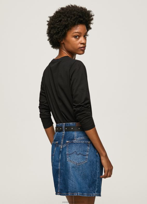 Women Black Pepe Jeans Logo Patched Long Sleeved T-Shirt 60J40426 - Image 4