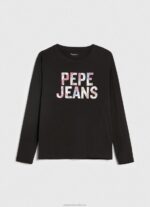 Women Black Pepe Jeans Logo Patched Long Sleeved T-Shirt 60J40426 - Image 5