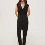 Women Black Pepe Jeans Long Dungarees With Knoted Details 60J40157