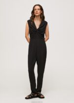 Women Black Pepe Jeans Long Dungarees With Knoted Details 60J40157