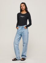 Women Black Pepe Jeans Long-Sleeved Cotton T-Shirt 60J40471 - Image 2