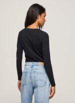 Women Black Pepe Jeans Long-Sleeved Cotton T-Shirt 60J40471 - Image 4