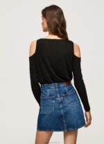 Women Black Pepe Jeans Long Sleeved T-Shirt With Straps 60J40399 - Image 4