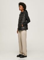 Women Black Pepe Jeans Matte Finish Puffed Jacket 60J40121 - Image 2