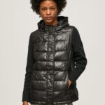 Women Black Pepe Jeans Matte Finish Puffed Jacket 60J40121