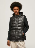 Women Black Pepe Jeans Matte Finish Puffed Jacket 60J40121