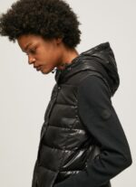 Women Black Pepe Jeans Matte Finish Puffed Jacket 60J40121 - Image 3
