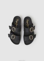 Women Black Pepe Jeans Oban Anatomical Sandals 60J40653 - Image 2