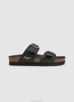 Women Black Pepe Jeans Oban Anatomical Sandals 60J40653