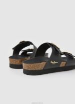 Women Black Pepe Jeans Oban Anatomical Sandals 60J40653 - Image 4