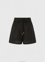 Women Black Pepe Jeans Paper Bag Linen Shorts 60J40489 - Image 5