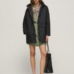 Women Black Pepe Jeans Parka With Inner Jacket 60J40139