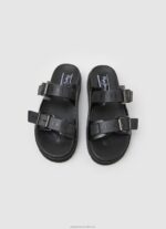 Women Black Pepe Jeans Pola Park Double Buckle Sandals 60J40670 - Image 2