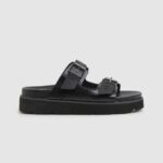 Women Black Pepe Jeans Pola Park Double Buckle Sandals 60J40670