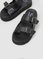 Women Black Pepe Jeans Pola Park Double Buckle Sandals 60J40670 - Image 3