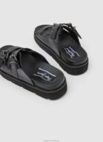 Women Black Pepe Jeans Pola Park Double Buckle Sandals 60J40670 - Image 4