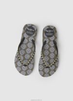 Women Black Pepe Jeans Rake Coin Beach Flip Flops 60J40704 - Image 2