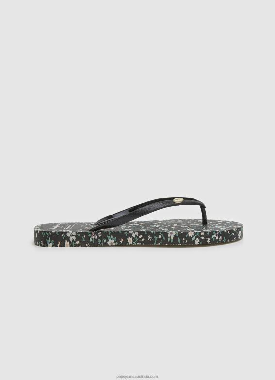 Women Black Pepe Jeans Rake Garden Night Beach Flip Flops 60J40701 - Image 1