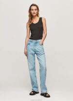 Women Black Pepe Jeans Ribbed Armhole-Sleeved T-Shirt 60J40440 - Image 2
