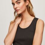 Women Black Pepe Jeans Ribbed Armhole-Sleeved T-Shirt 60J40440