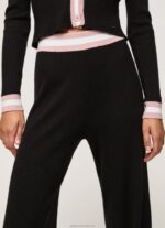 Women Black Pepe Jeans Ribbed Knit Trousers 60J40306 - Image 4
